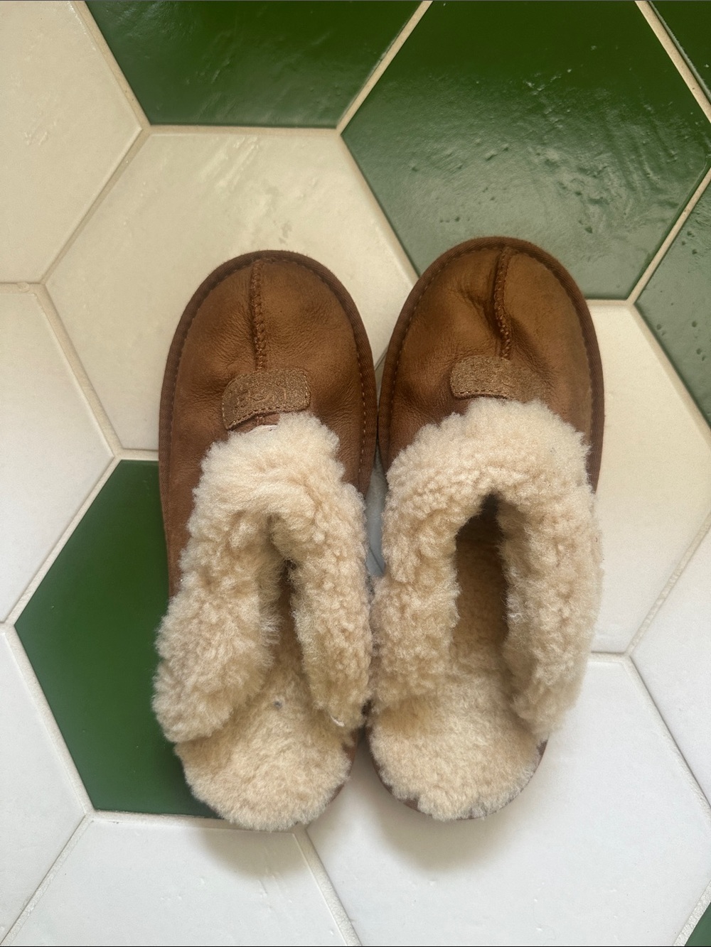 UGG Chestnut Brown Shearling-Lined Slippers